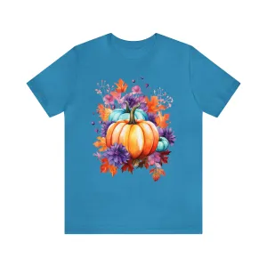 TShirt Fall Pumpkin & Leaves Shirt Funny Short Sleeve T-shirt Gift