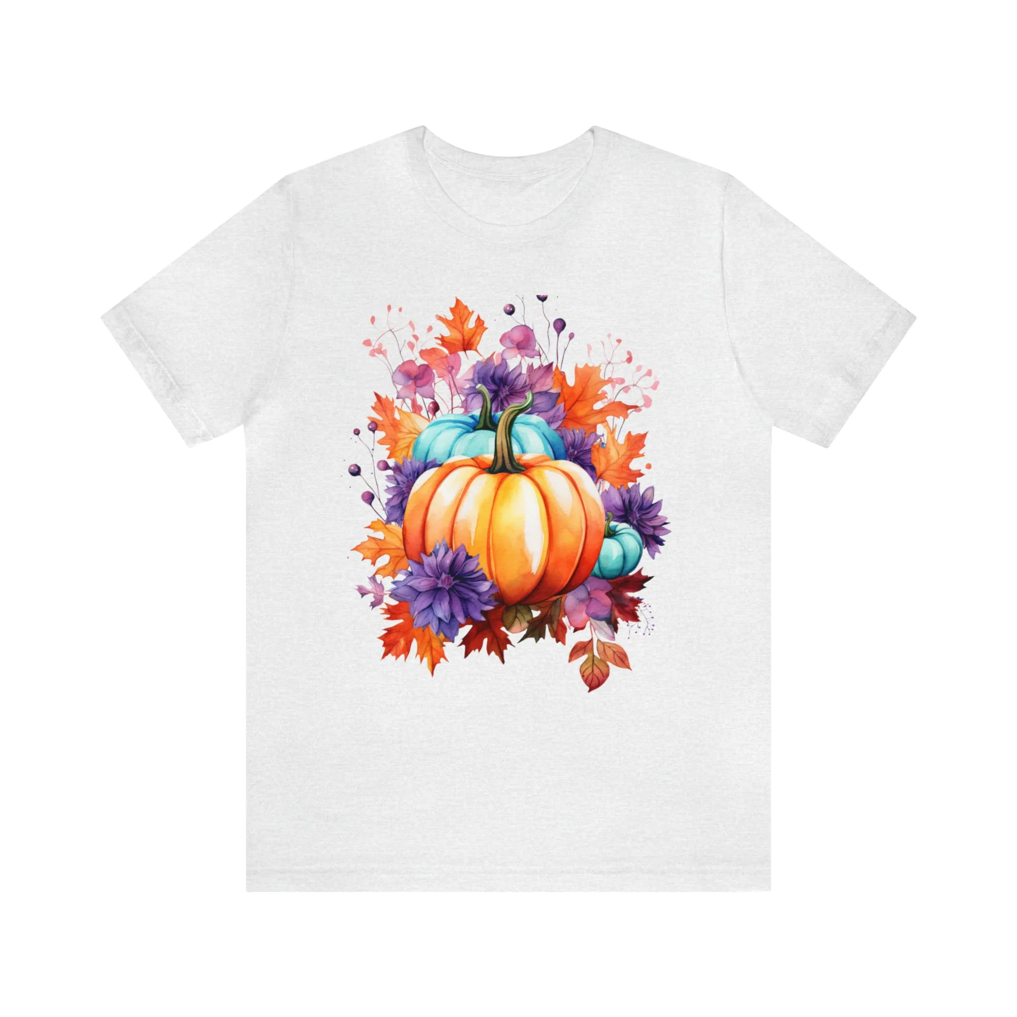 TShirt Fall Pumpkin & Leaves Shirt Funny Short Sleeve T-shirt Gift