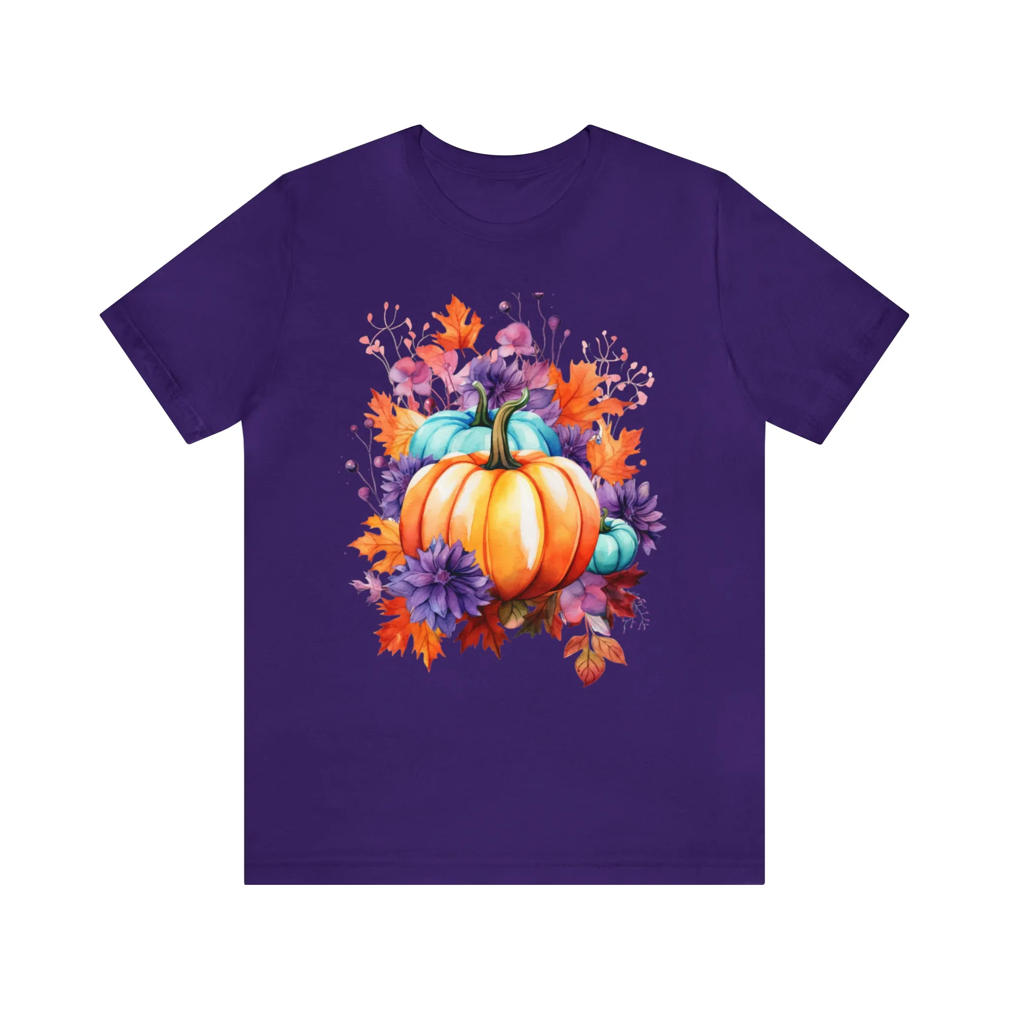 TShirt Fall Pumpkin & Leaves Shirt Funny Short Sleeve T-shirt Gift