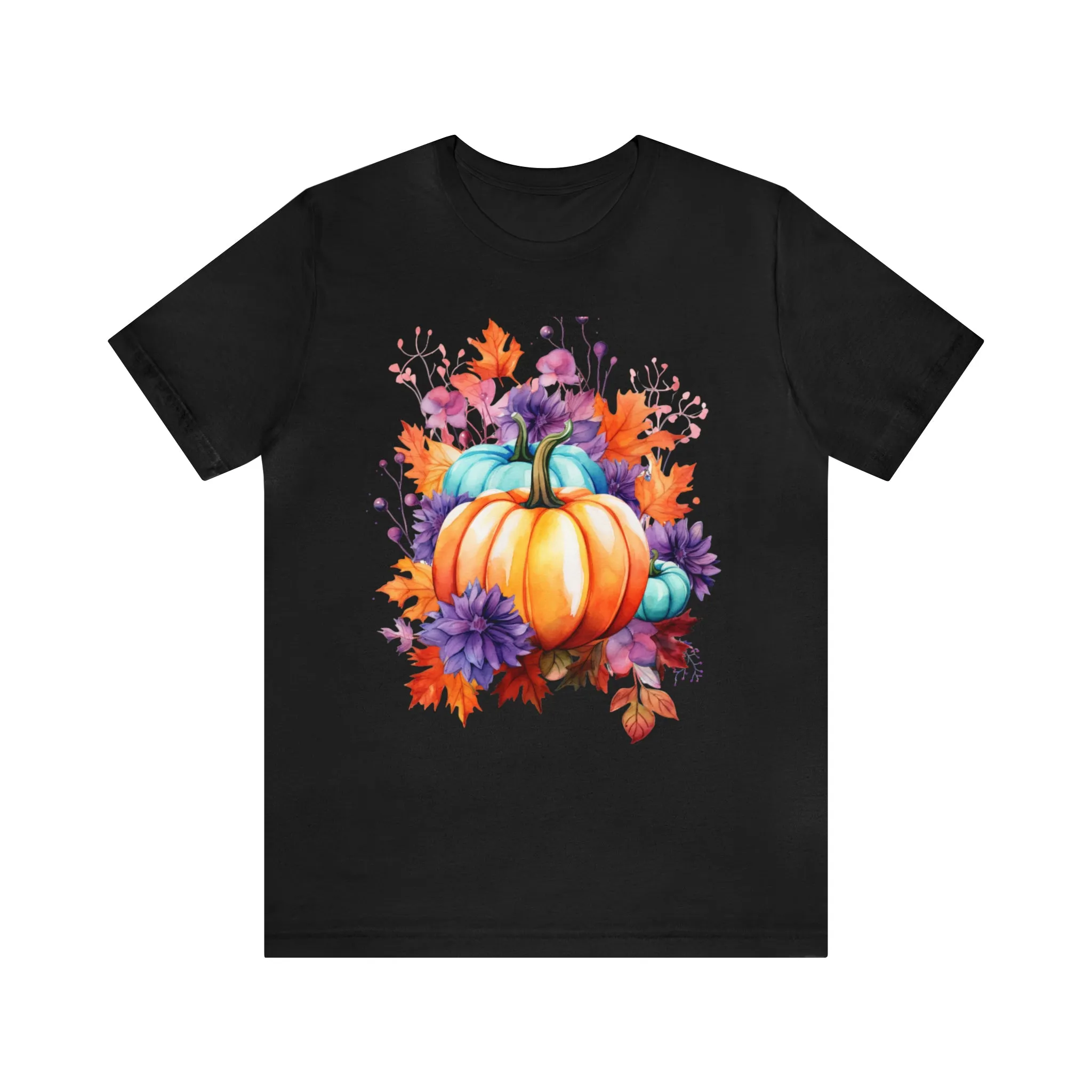 TShirt Fall Pumpkin & Leaves Shirt Funny Short Sleeve T-shirt Gift