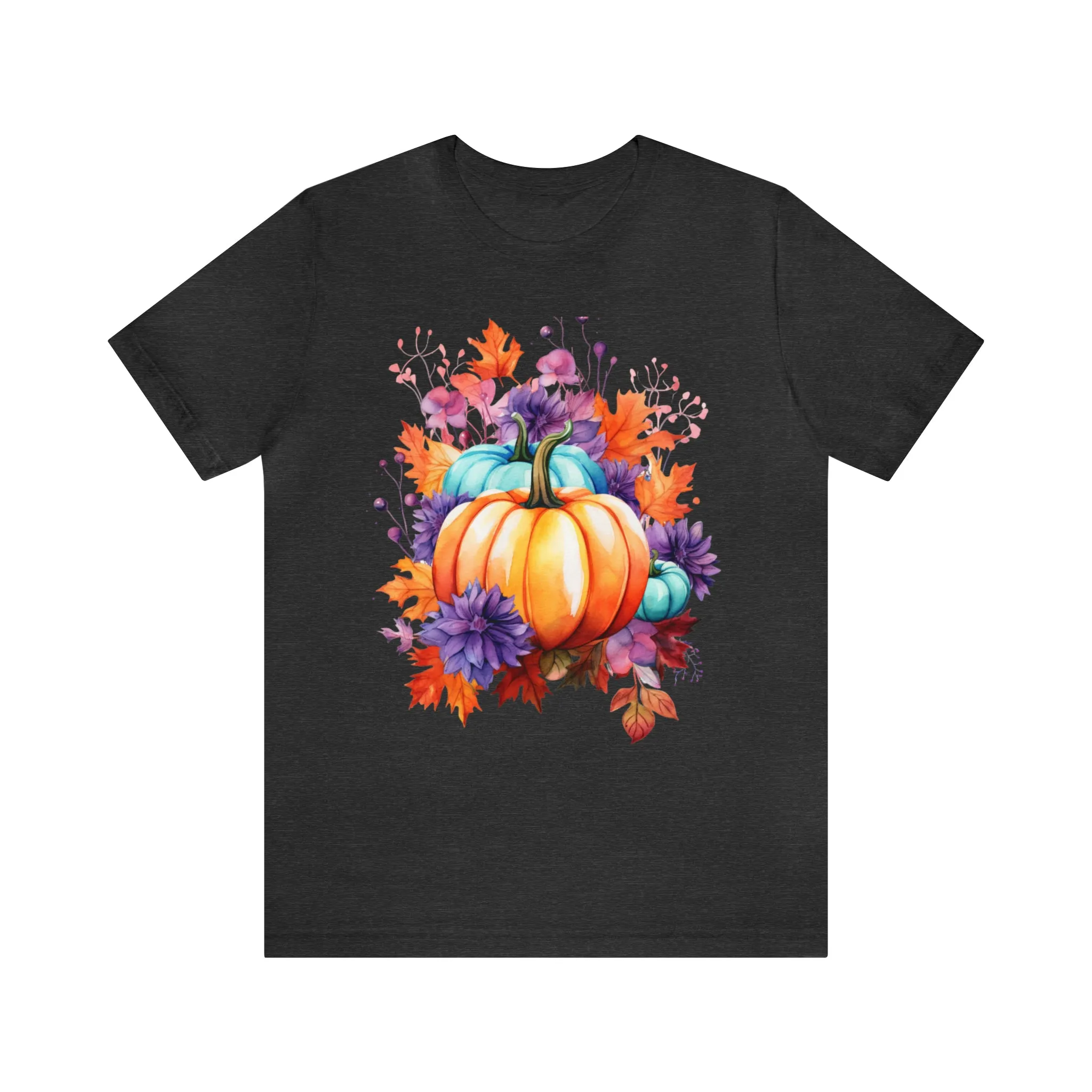 TShirt Fall Pumpkin & Leaves Shirt Funny Short Sleeve T-shirt Gift