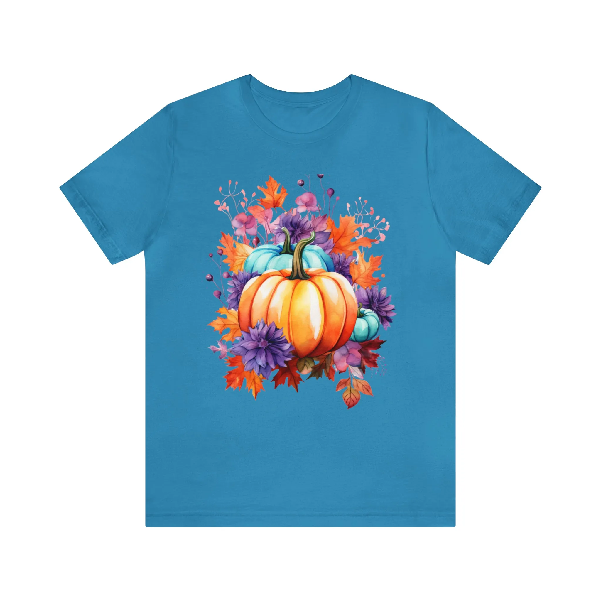 TShirt Fall Pumpkin & Leaves Shirt Funny Short Sleeve T-shirt Gift