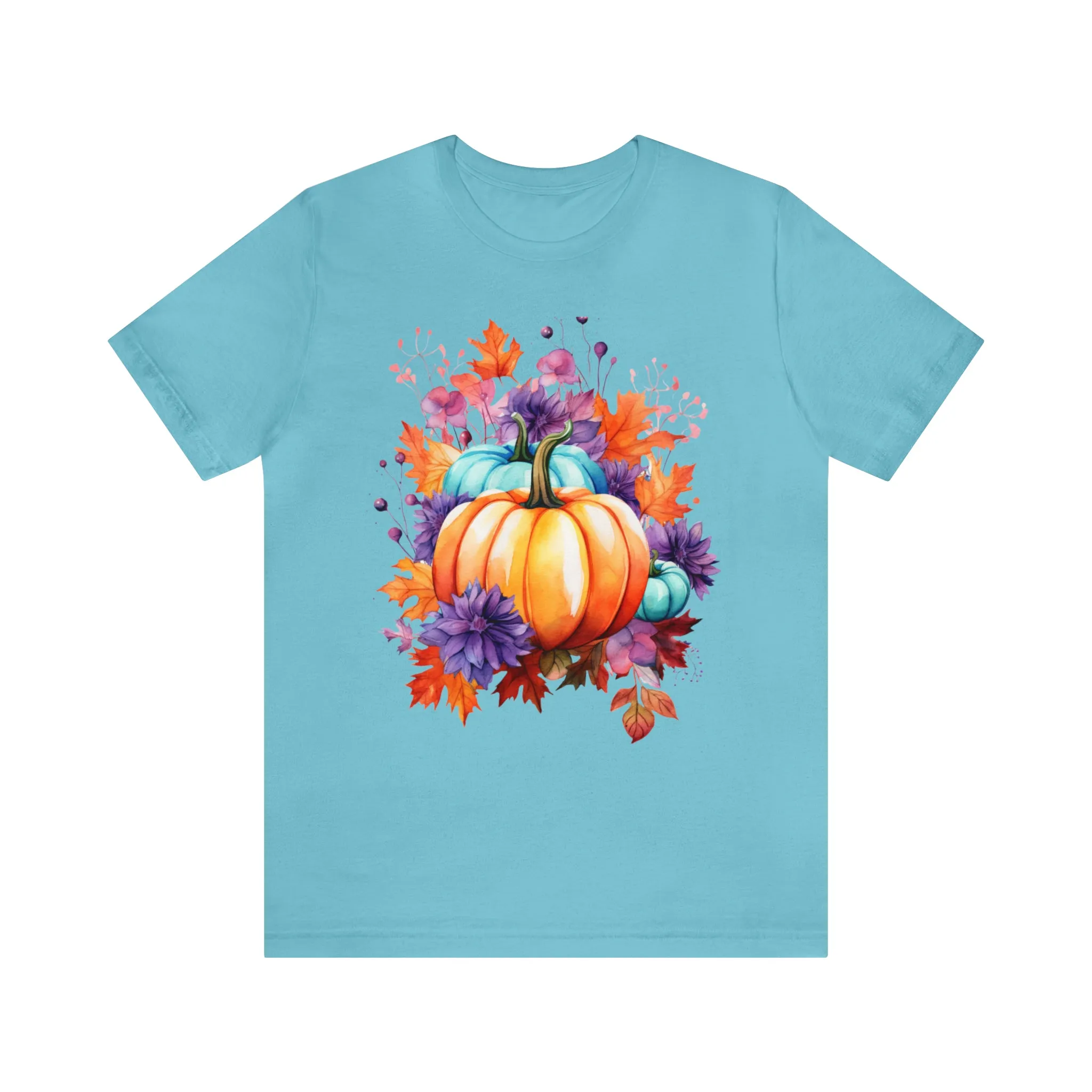 TShirt Fall Pumpkin & Leaves Shirt Funny Short Sleeve T-shirt Gift