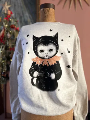＊UNISEX＊ SPOOKY CAT SWEATSHIRTS *HEATHER GRAY
