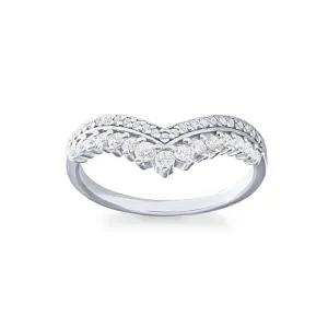 V Channel Ring with Cubic Zirconia in Sterling Silver
