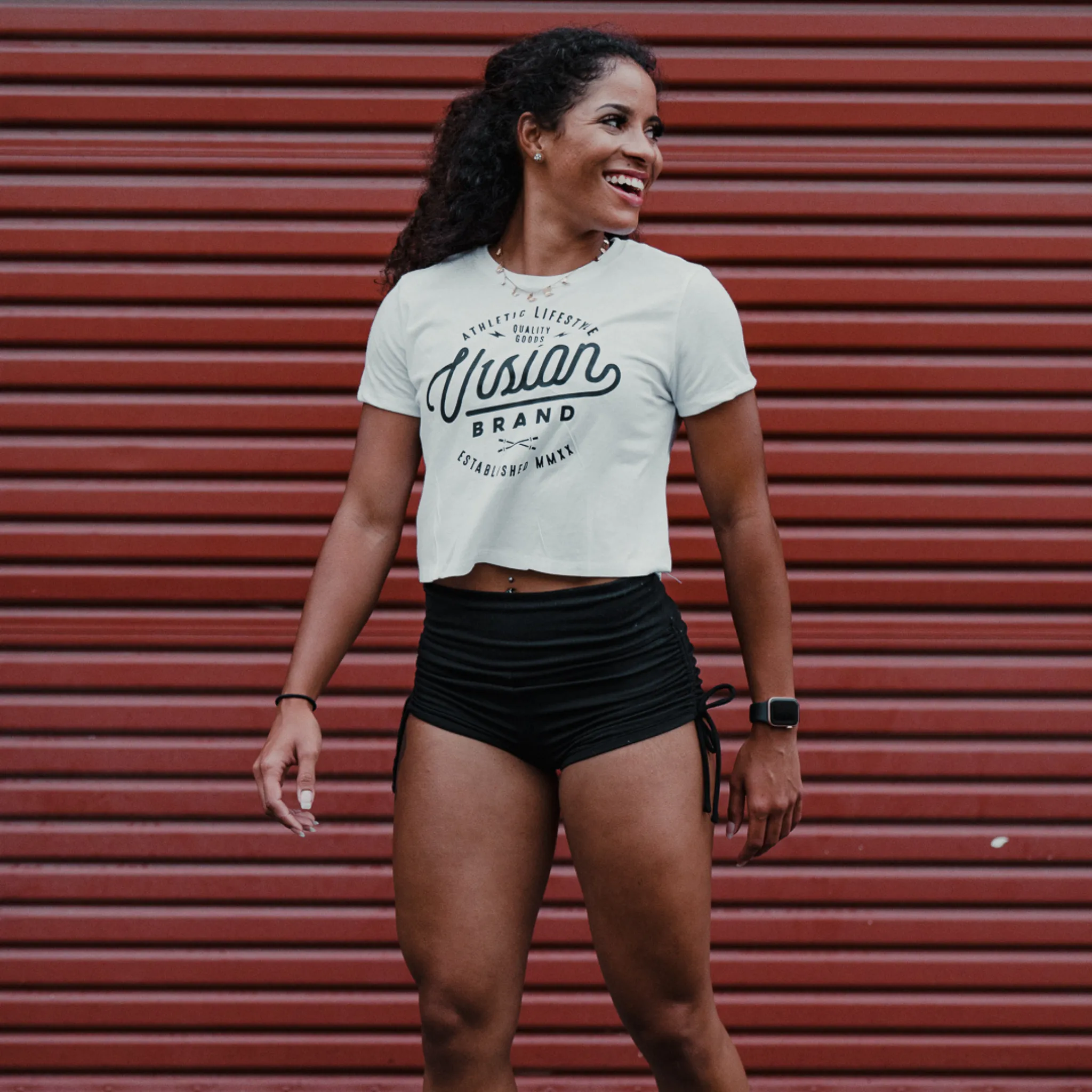 V1SION Barbell Logo Crop Top