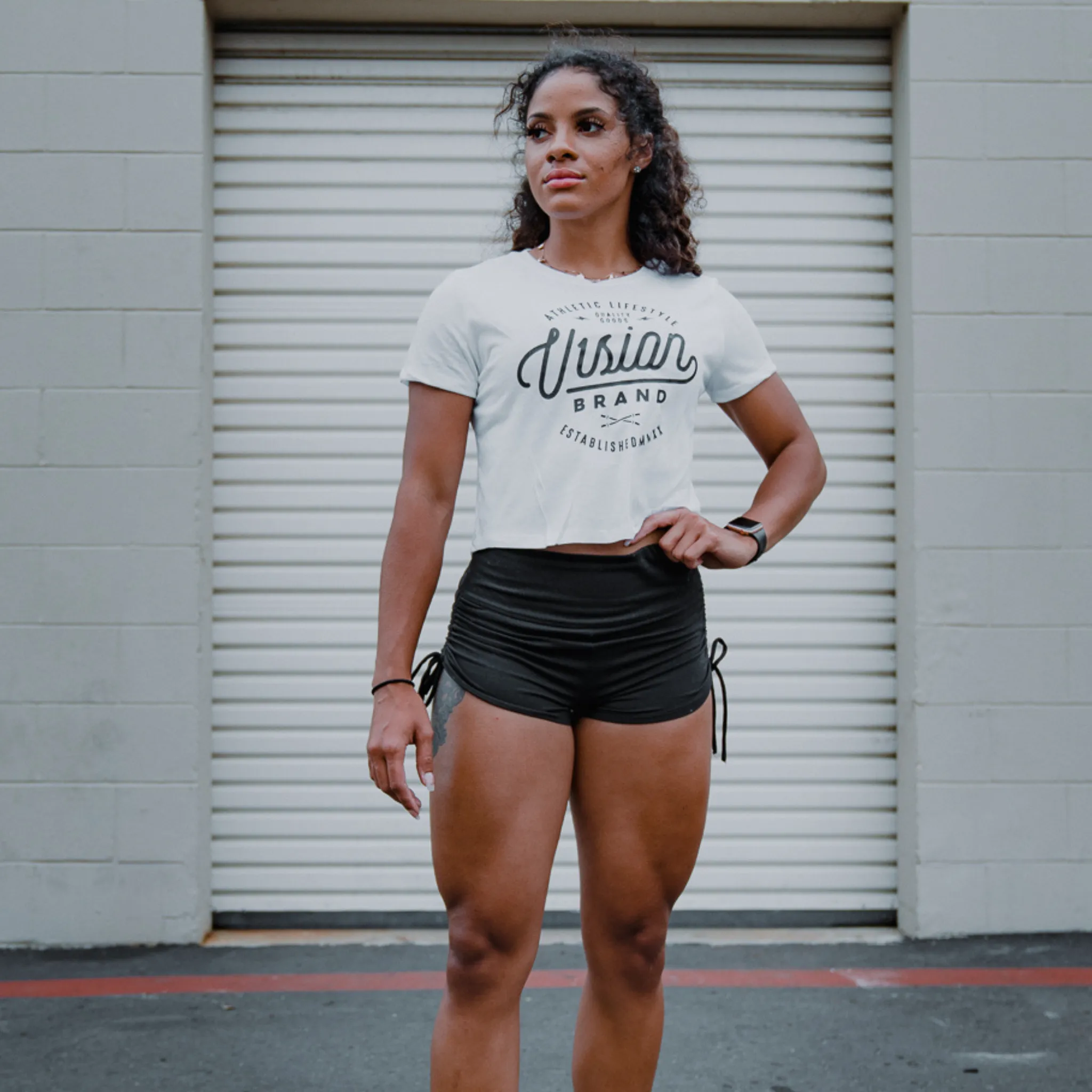 V1SION Barbell Logo Crop Top