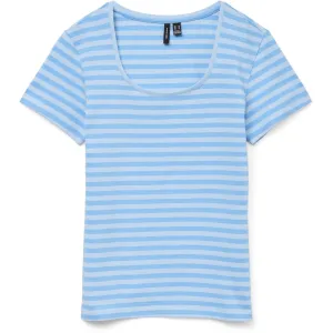 VERO MODA dame t-shirt VMLOTTE - Azure Blue Stripes AIRY BLUE