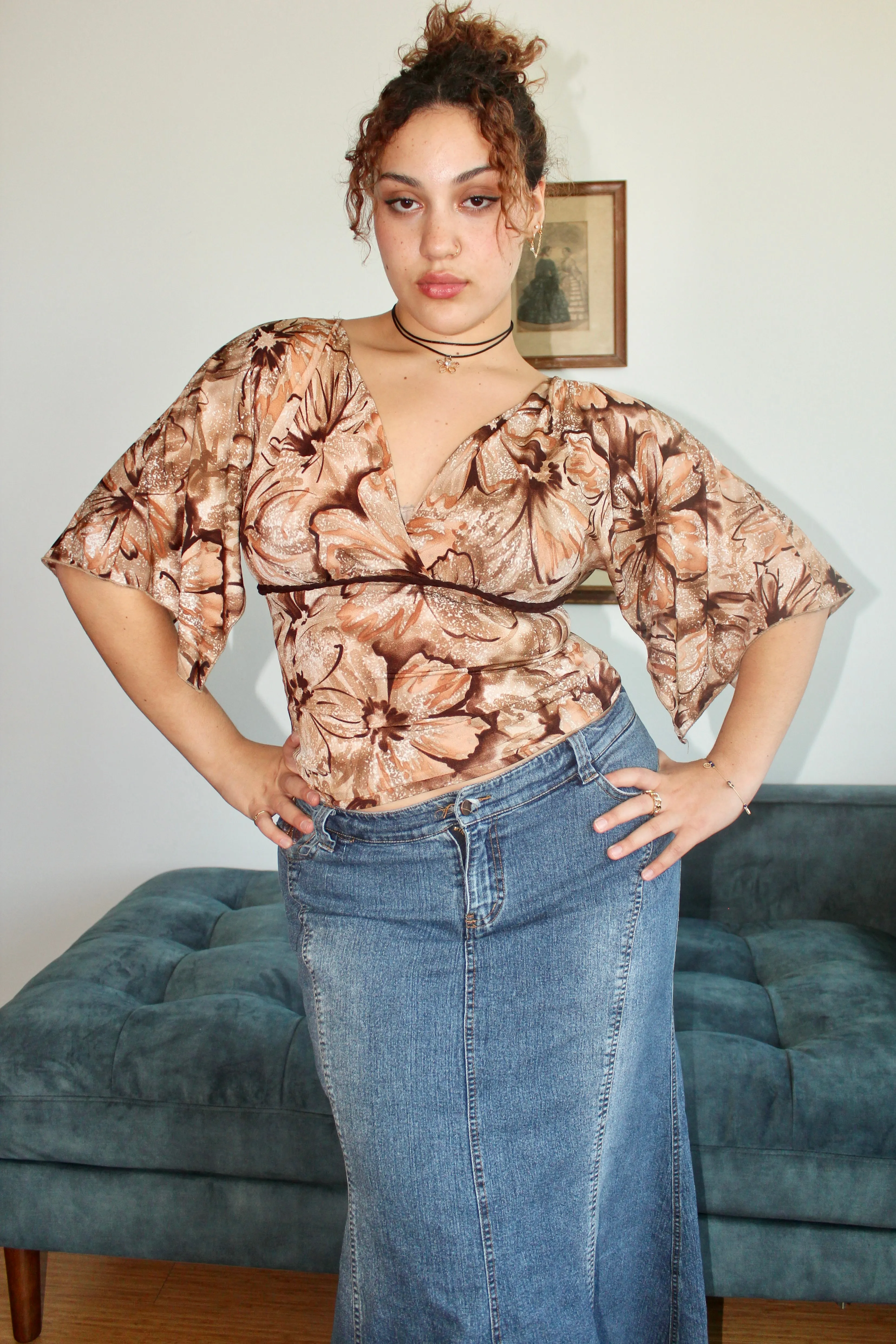 Vintage 90s Boho Split Sleeve Blouse (L)