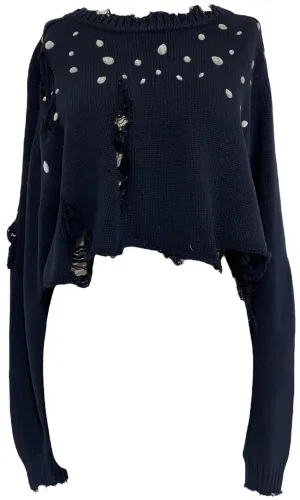 Vintage Cropped Bedazzled Sweater (S)
