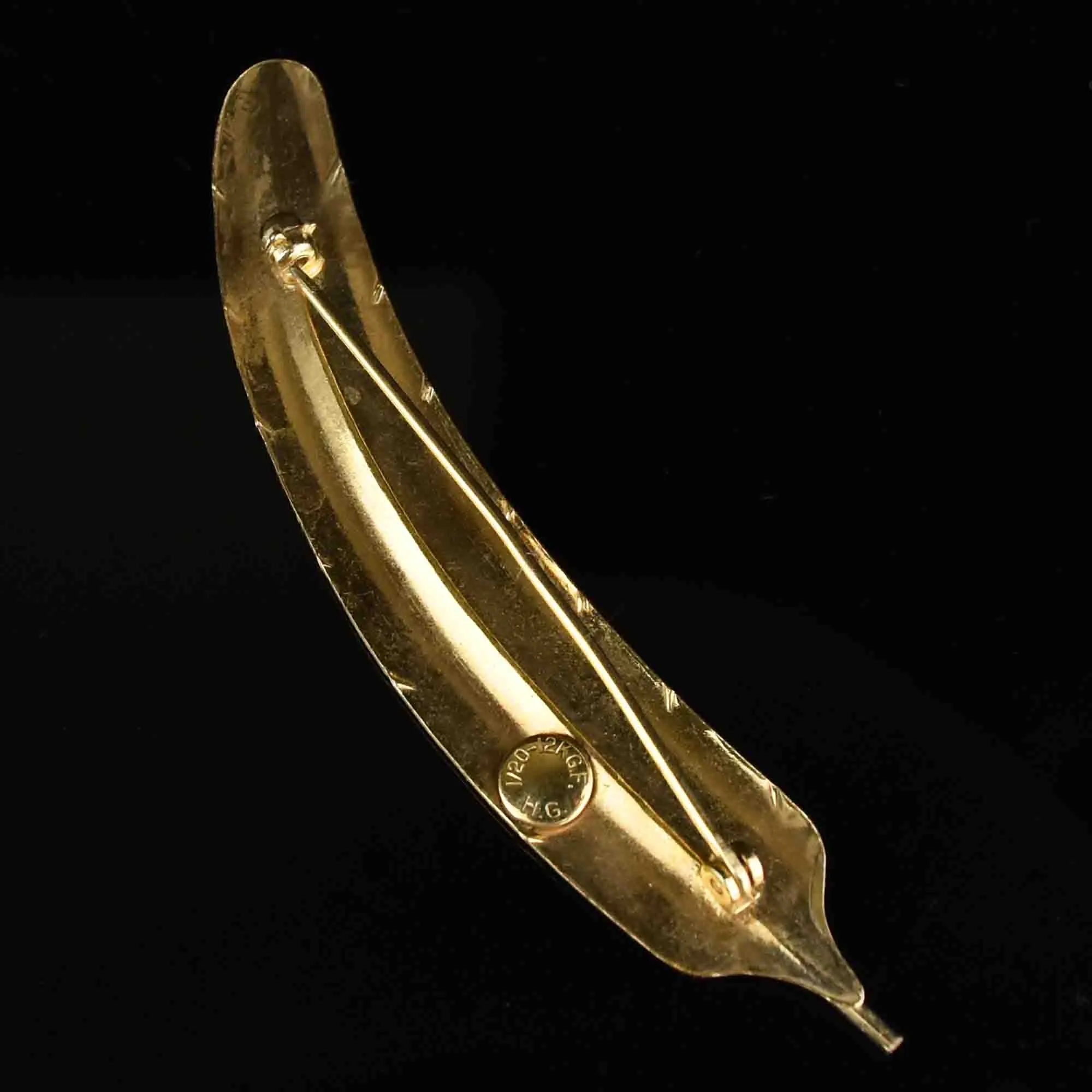 Vintage Gold Feather Pendant Brooch