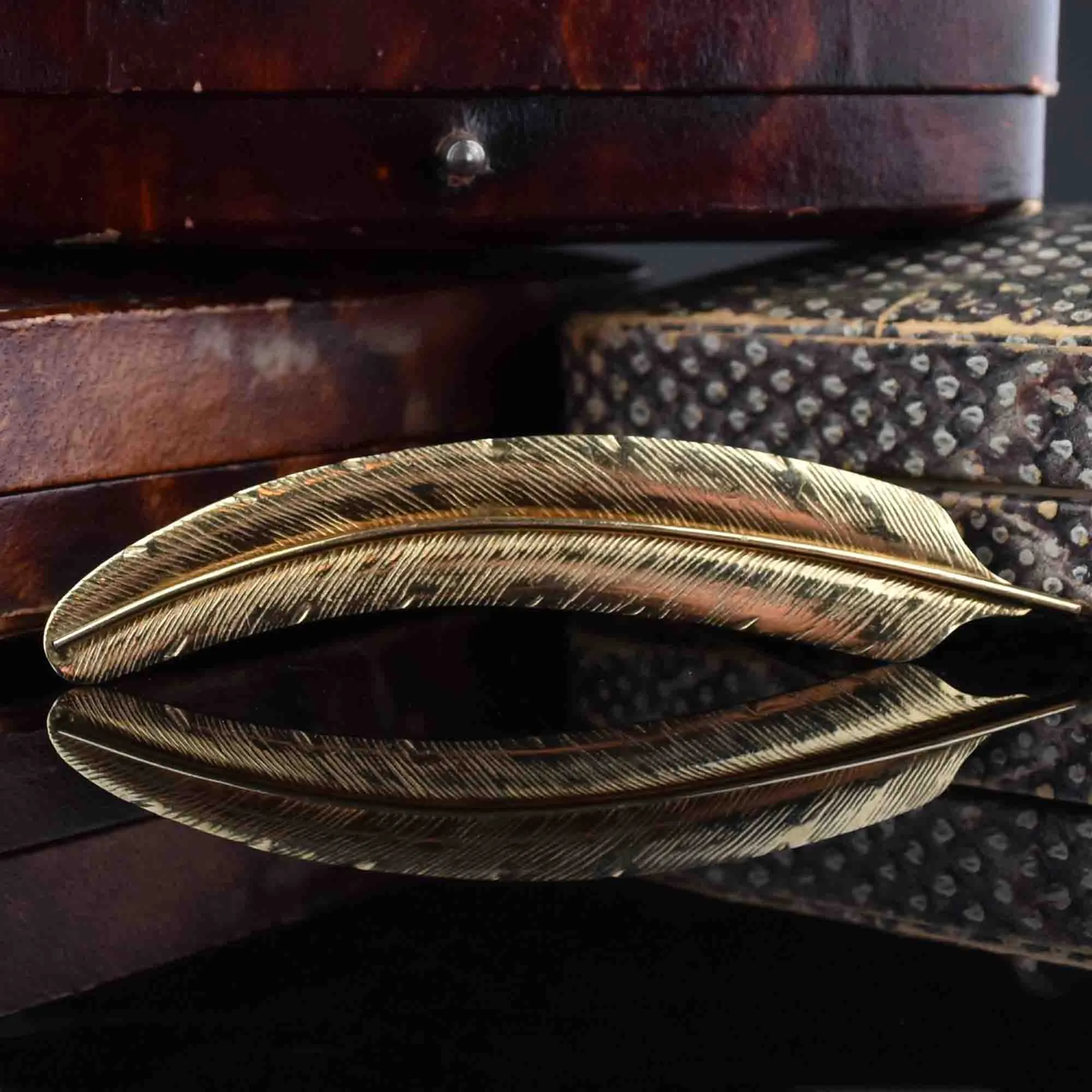 Vintage Gold Feather Pendant Brooch