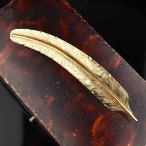 Vintage Gold Feather Pendant Brooch