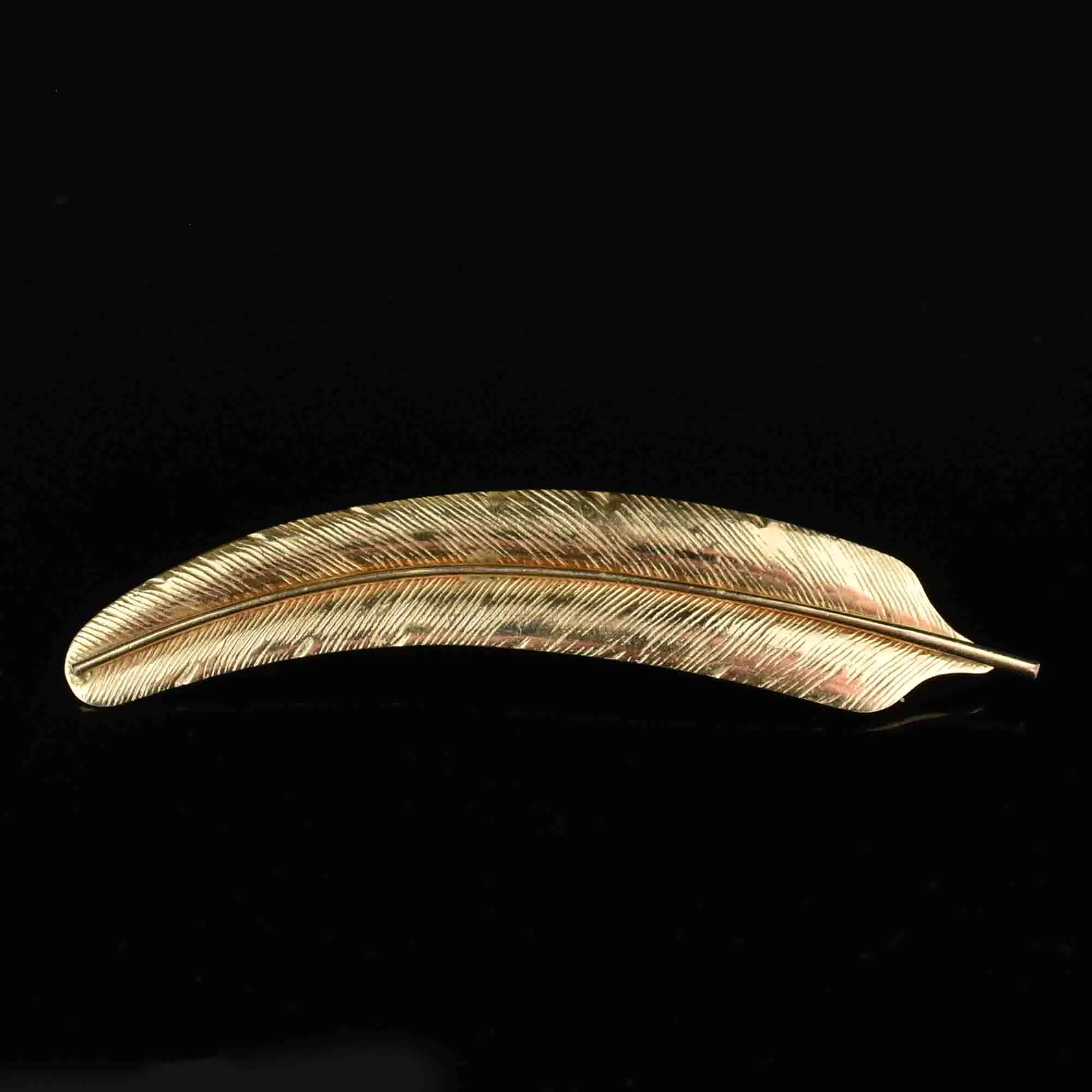 Vintage Gold Feather Pendant Brooch