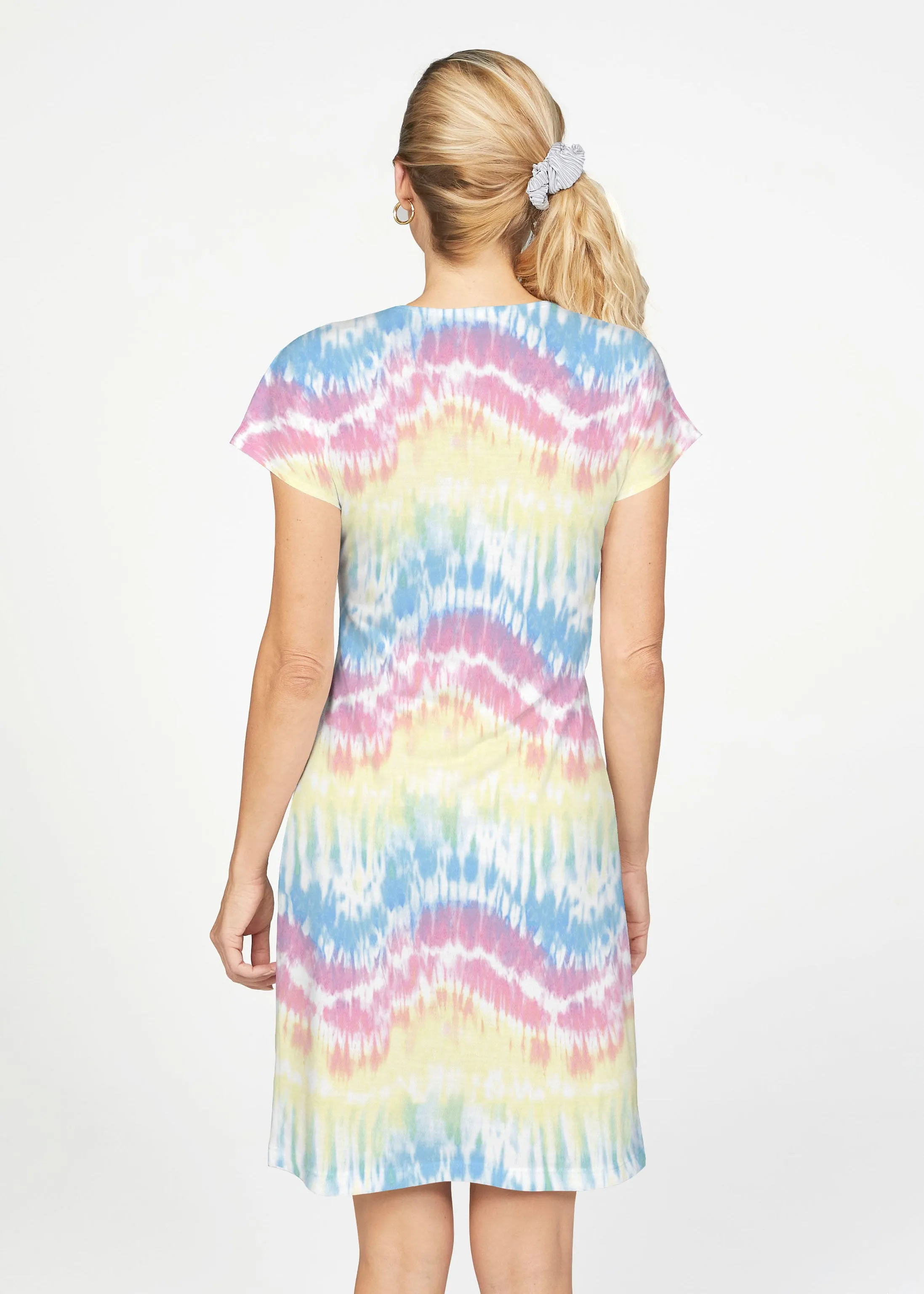 Waves Tie Dye (7896) ~ French Terry Short Sleeve Crew Dress