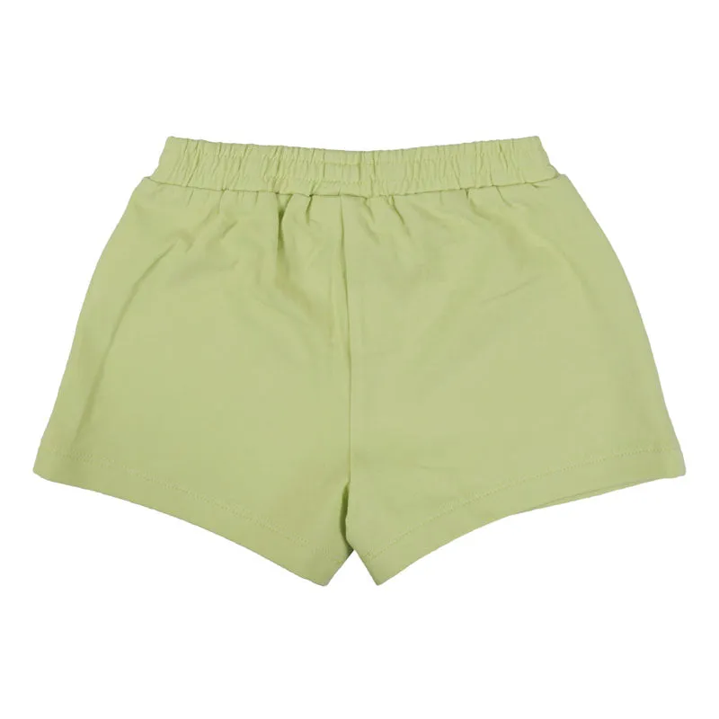 White & Green Cotton Shorts Set