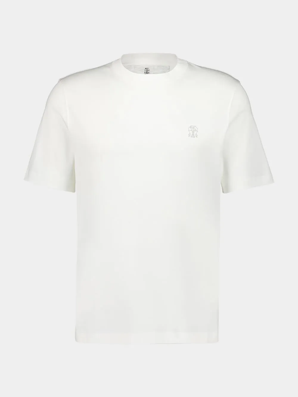 White Cotton Crew-Neck T-Shirt with Logo