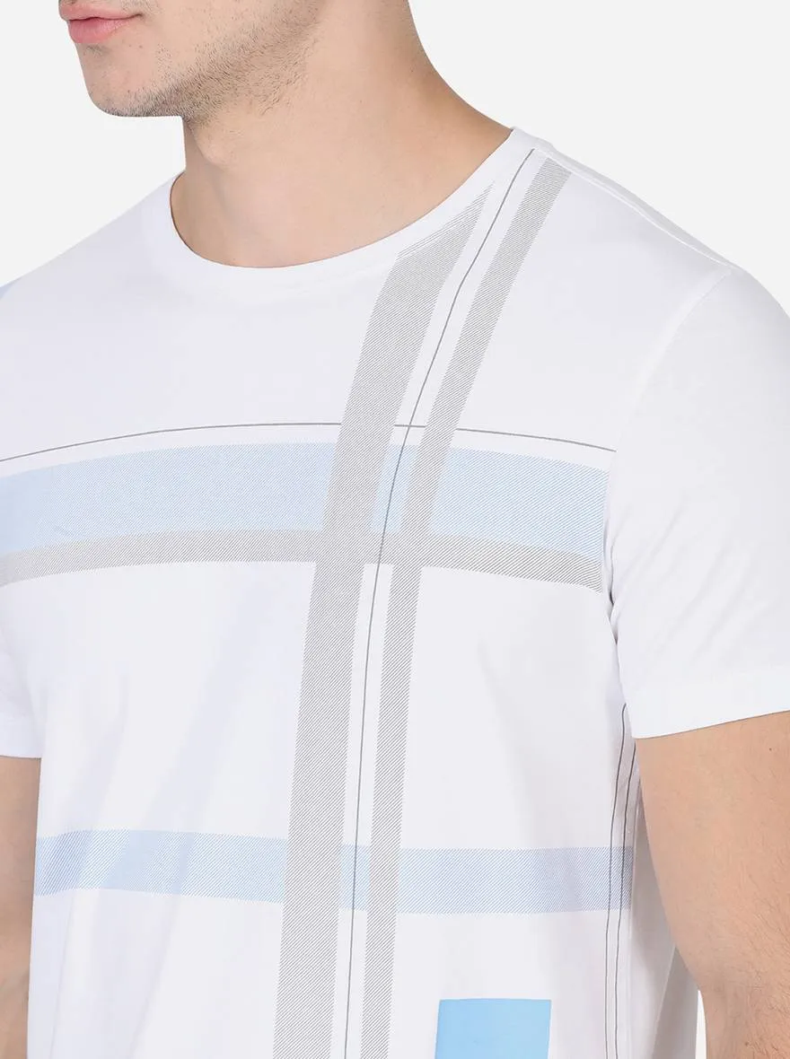 White Printed Slim Fit T-Shirt | JadeBlue