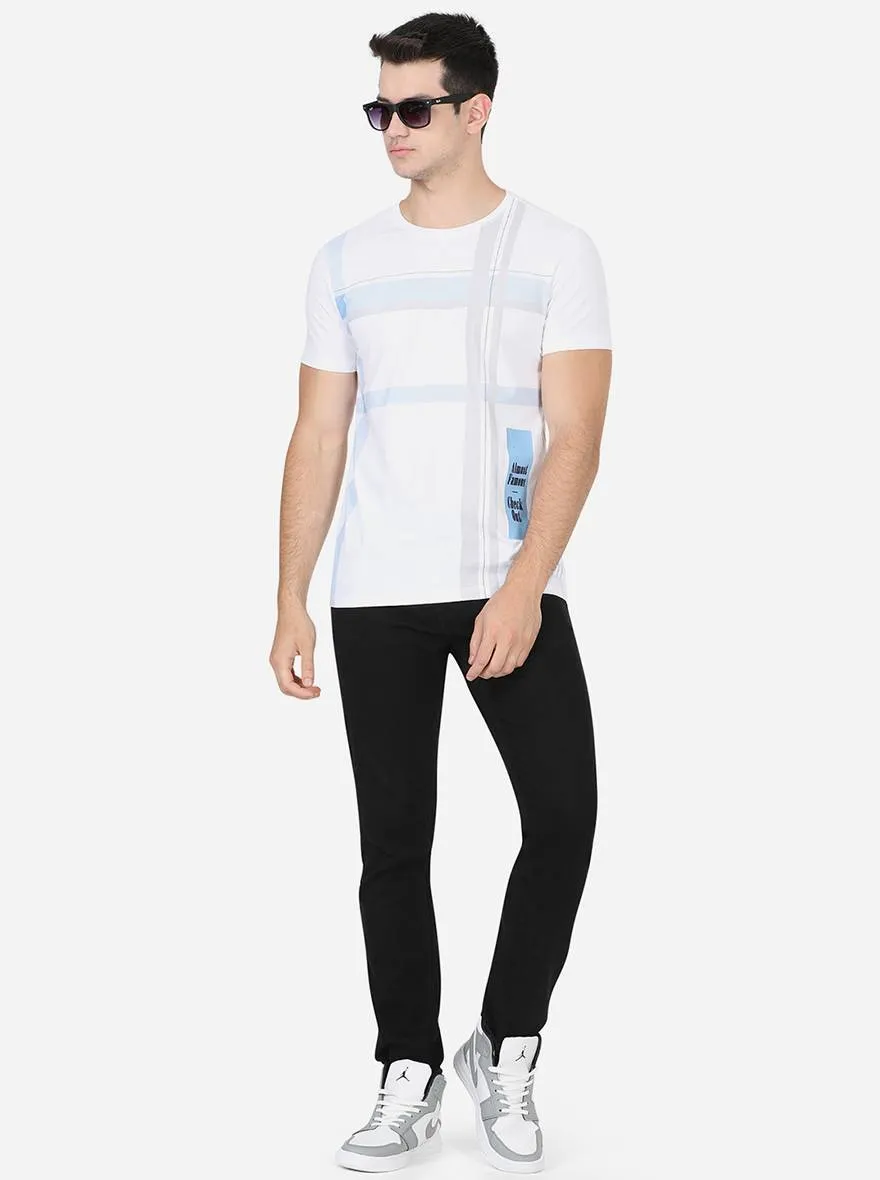 White Printed Slim Fit T-Shirt | JadeBlue