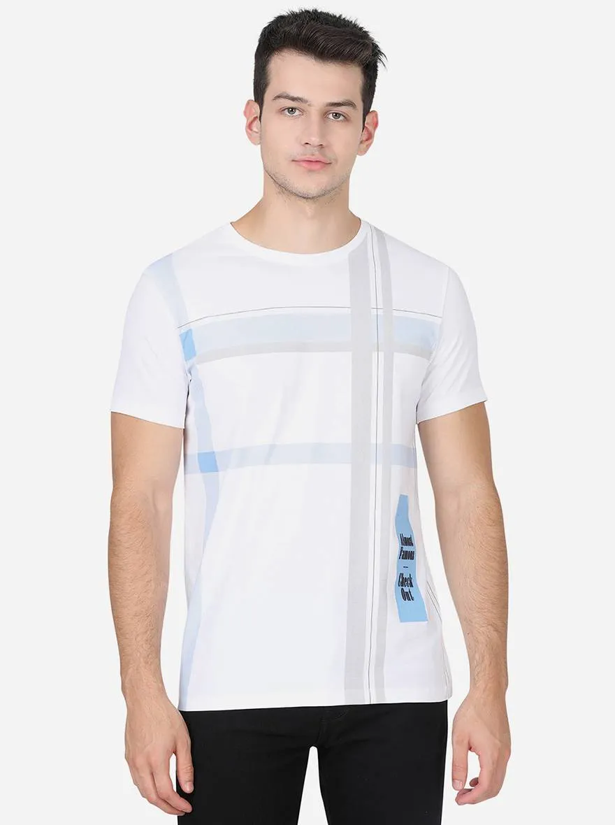 White Printed Slim Fit T-Shirt | JadeBlue