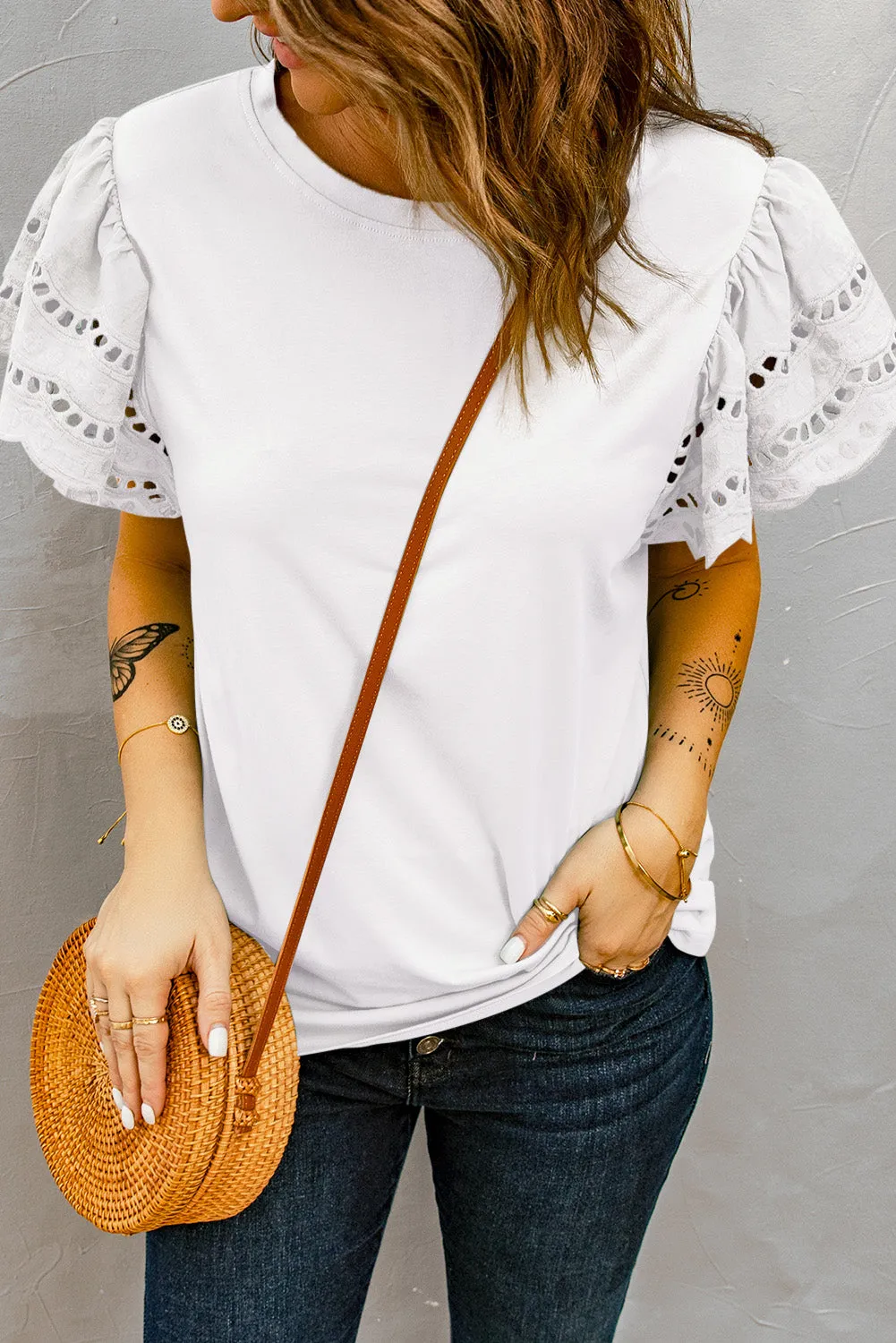 White Ruffle Short Sleeve T-shirt