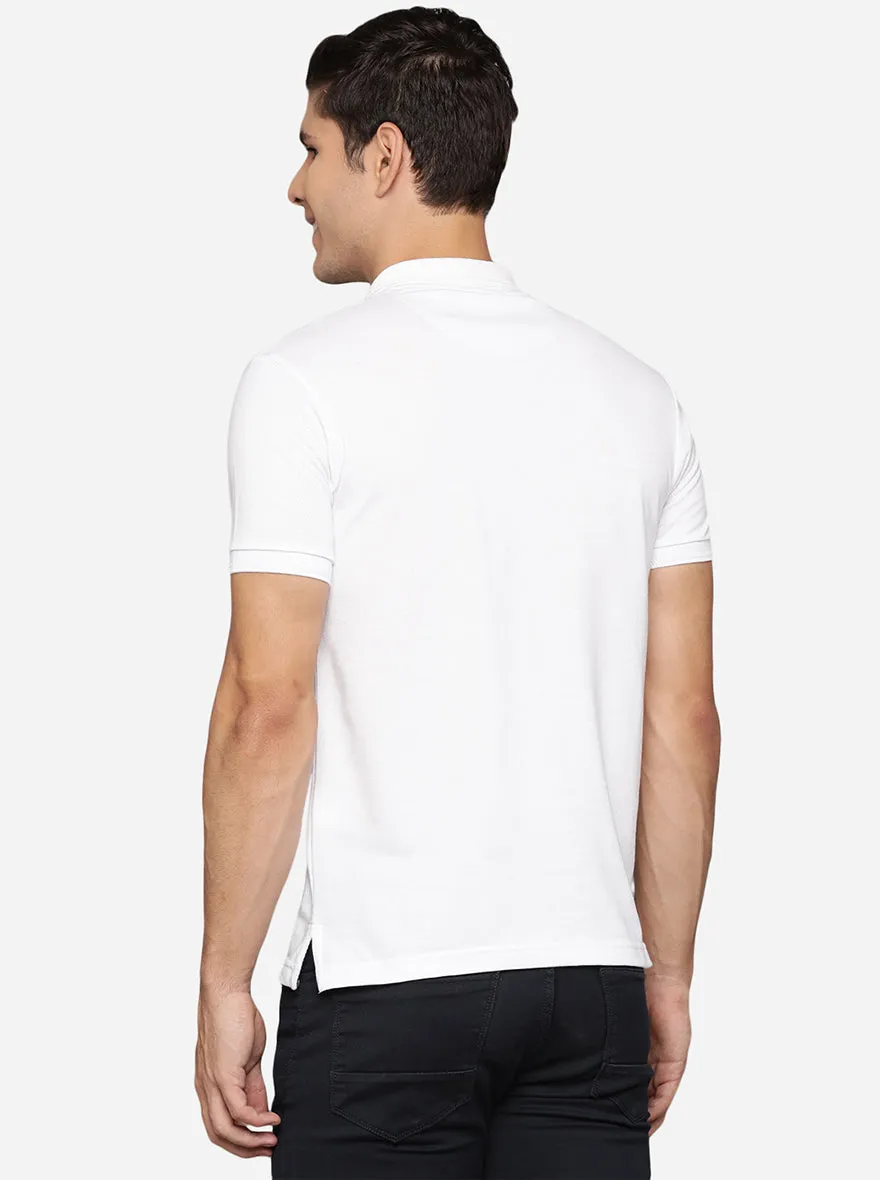 White Solid Slim Fit Polo T-Shirt | Greenfibre
