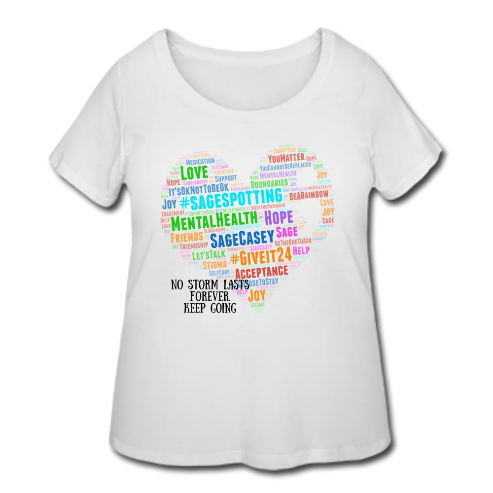 Women's Curvy T-Shirt - Heart Semicolon WordCloud