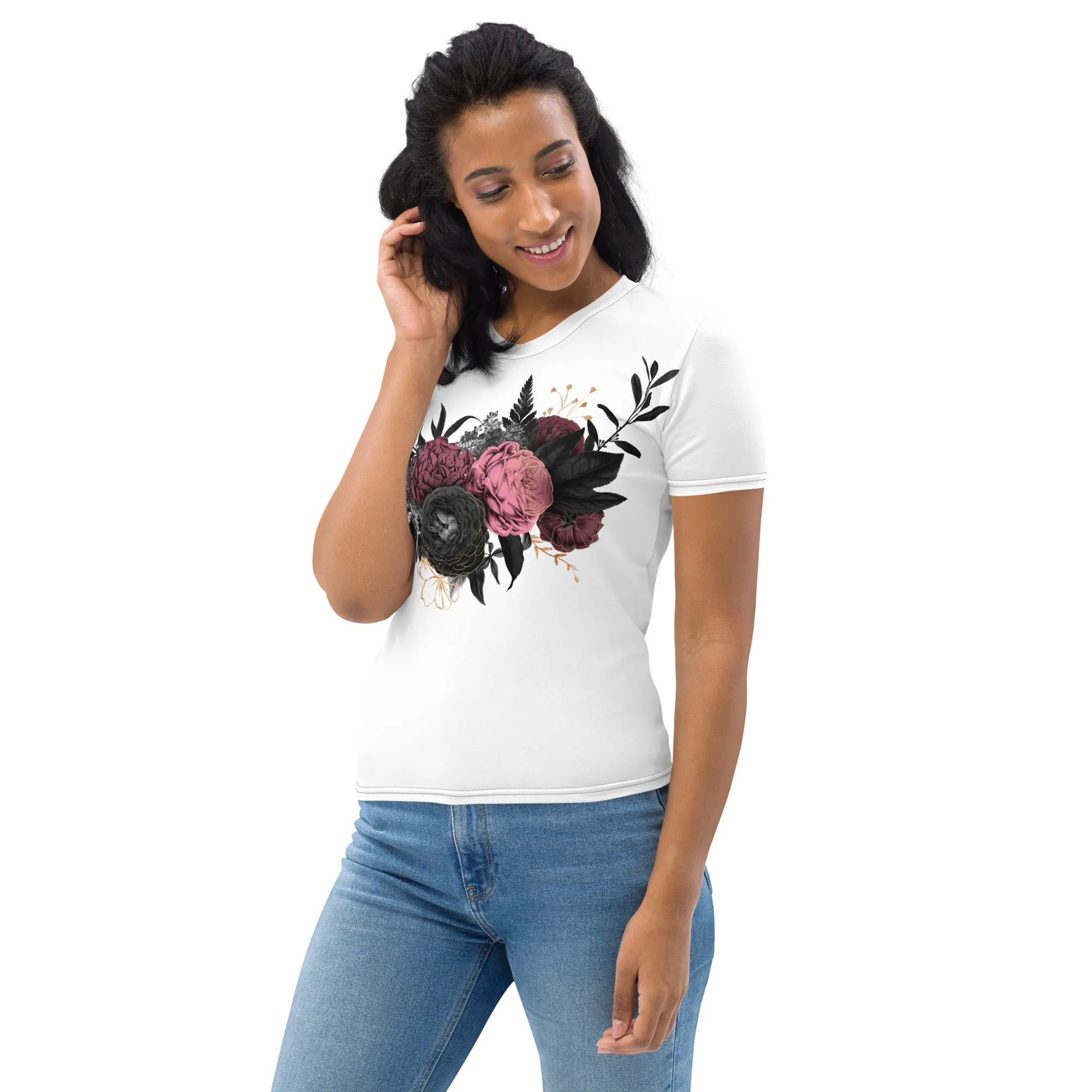 Women's T-shirt, Roses Flower, T Shirt, Special Occasion, Back to School t shirt