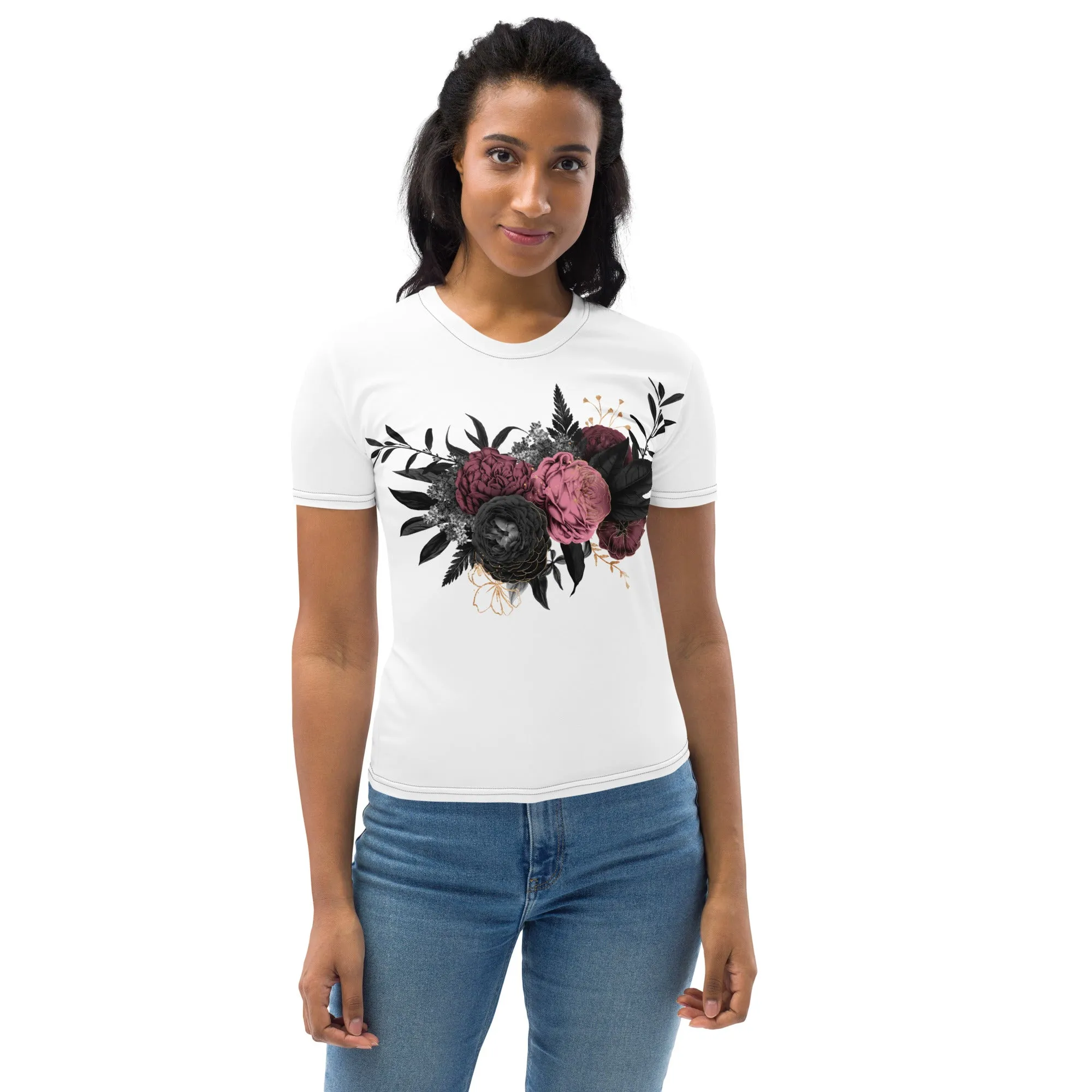 Women's T-shirt, Roses Flower, T Shirt, Special Occasion, Back to School t shirt