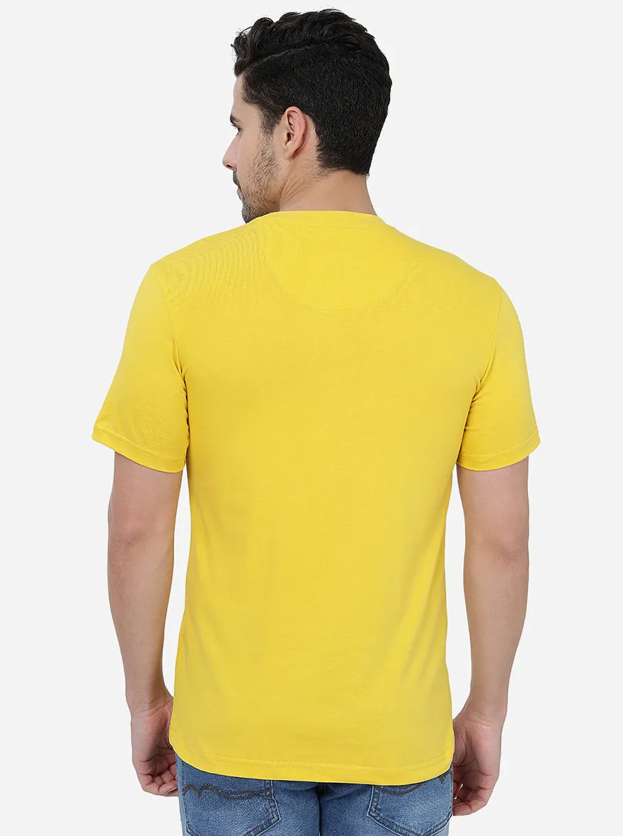 Yellow Solid Slim Fit T-Shirt | JadeBlue