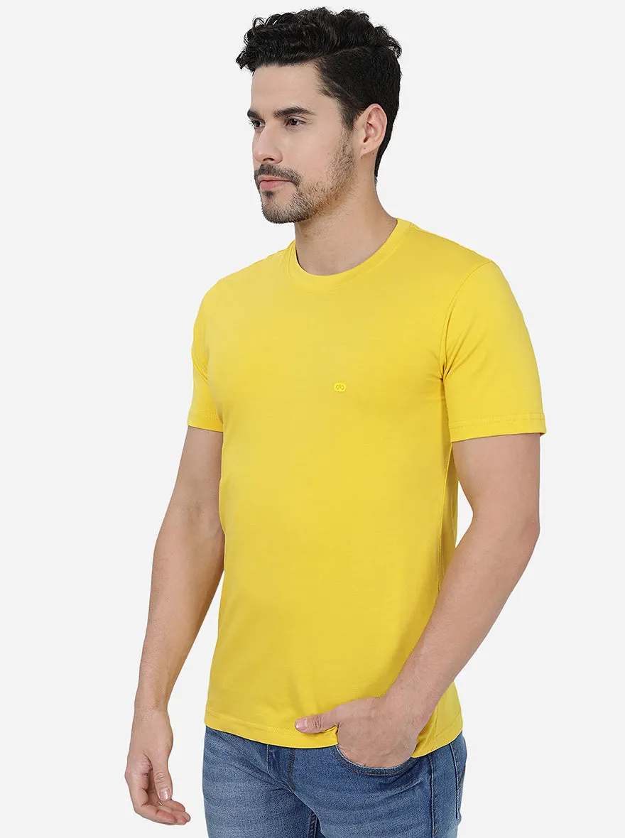 Yellow Solid Slim Fit T-Shirt | JadeBlue