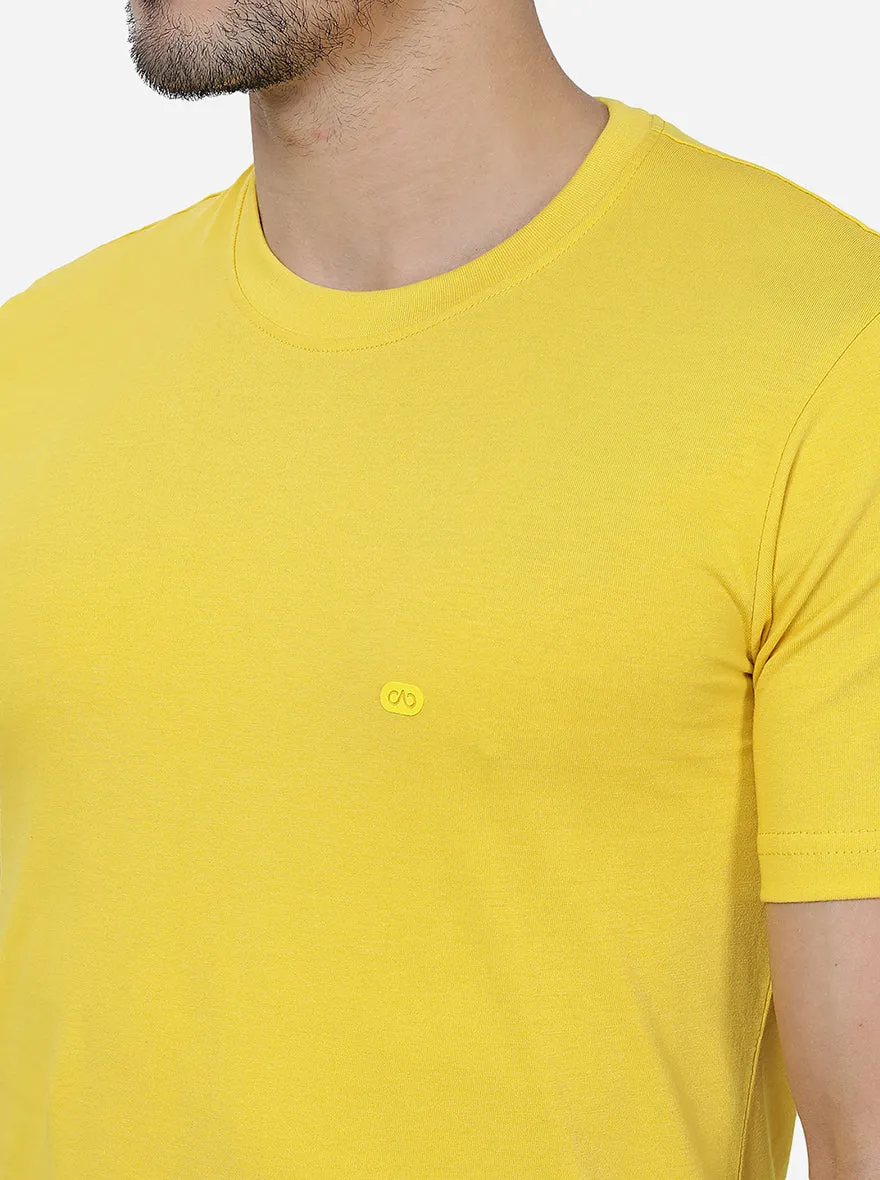 Yellow Solid Slim Fit T-Shirt | JadeBlue