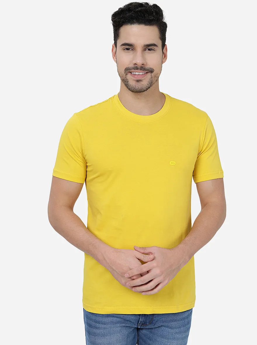 Yellow Solid Slim Fit T-Shirt | JadeBlue