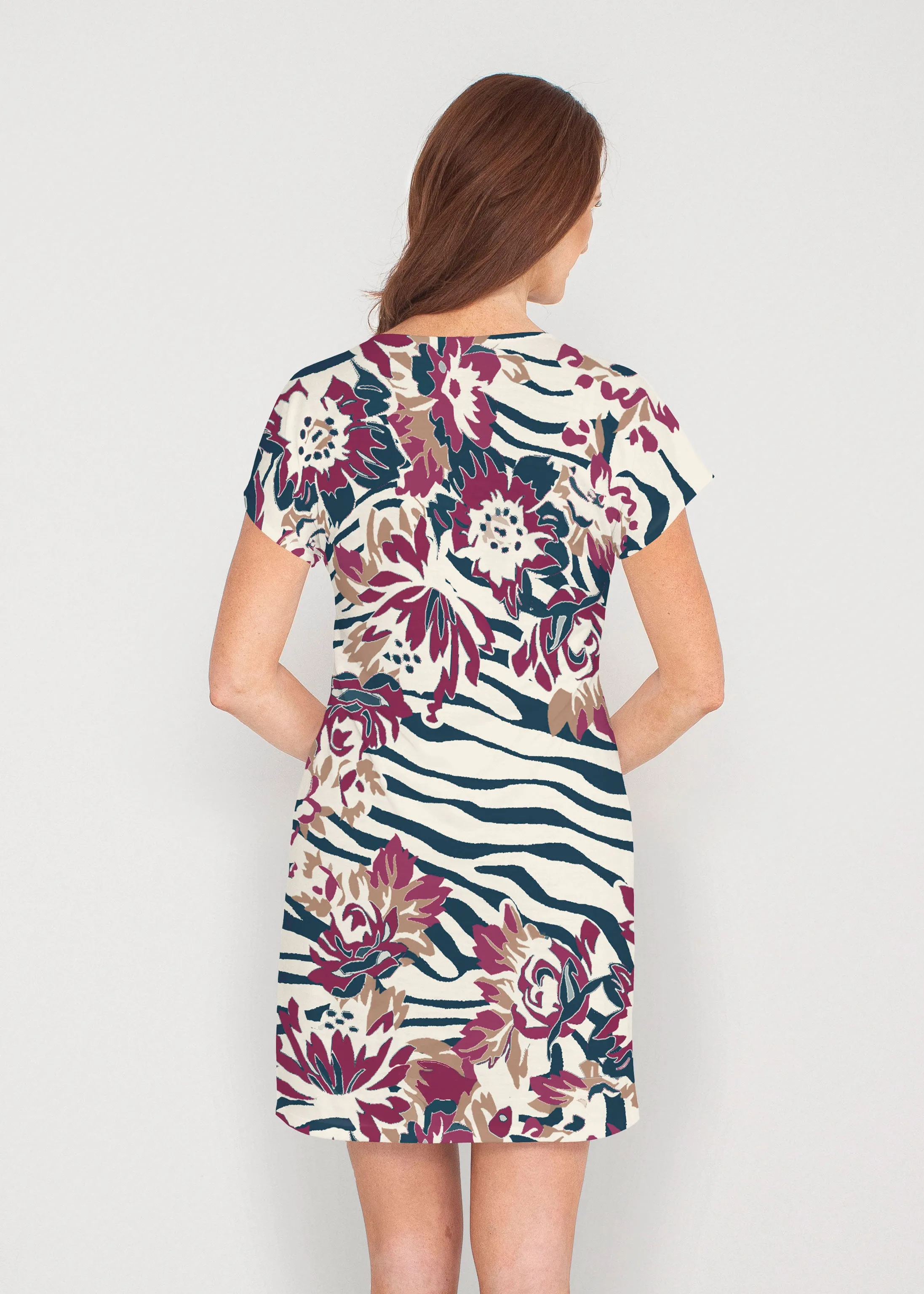 Zebra Posy Navy (8123) ~ Lucy Tee Dress